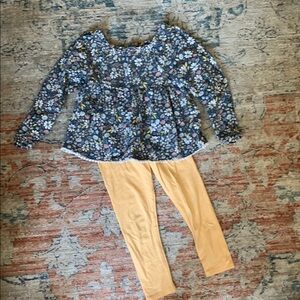 Floral Long Sleeve Top with orange Leggings